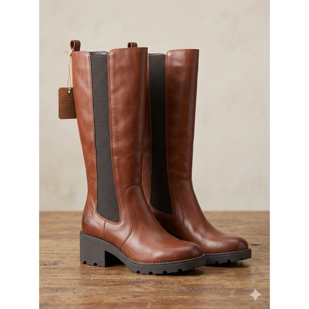 Born Galdot Boots Womens Size 7 M Brown Cuero Tall Leather Knee High NWT New